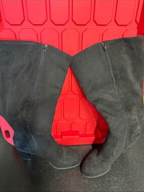 Style & Co. Black Suede like Over-the-Knee Boots with Side Zipper